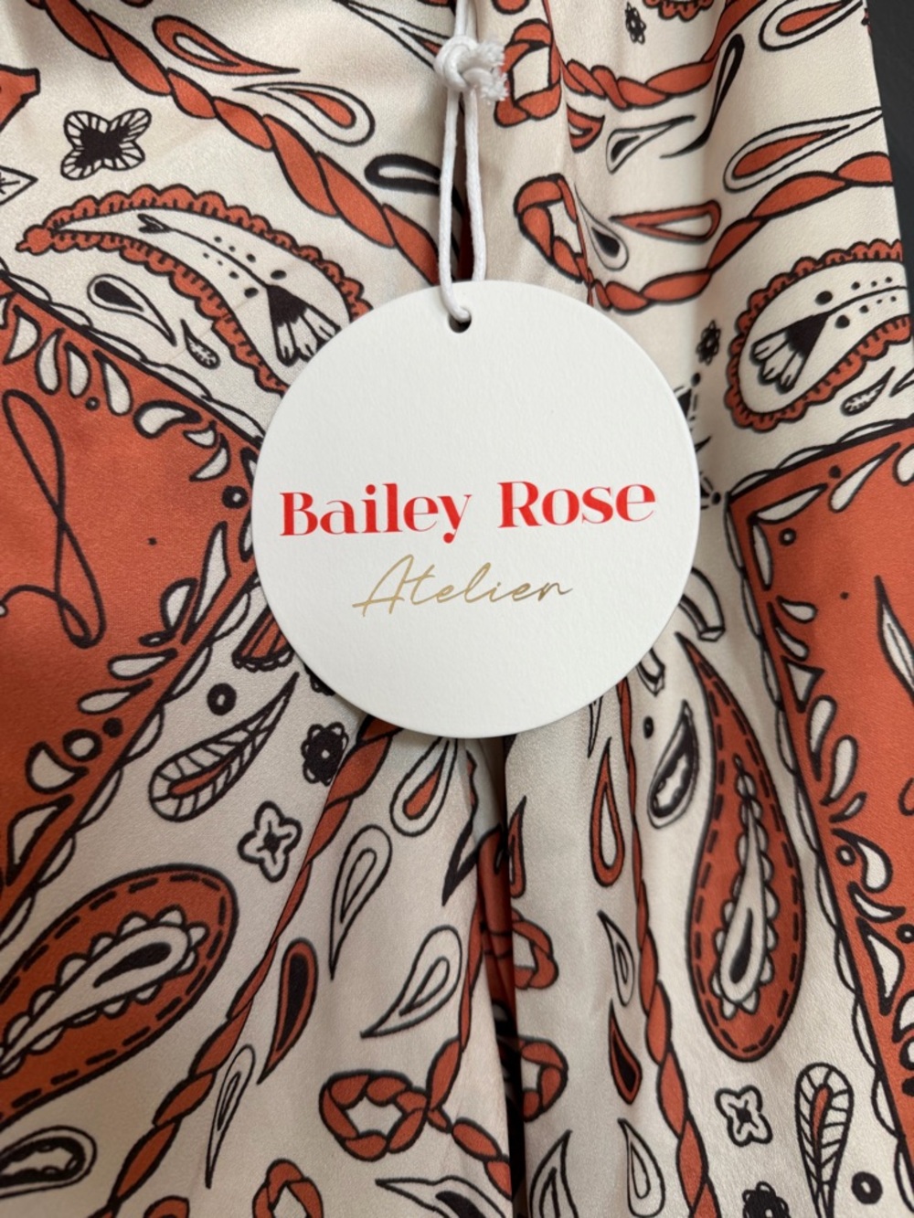 NWT Bailey Rose Mini Dress in Burnt Orange Paisley, Size Small - Picture 4 of 5